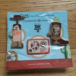 Disney D23 WOODY'S ROUNDUP TOY STORY 2 25TH ANNIVERSARY PIN SET OF 3 LE 1000
